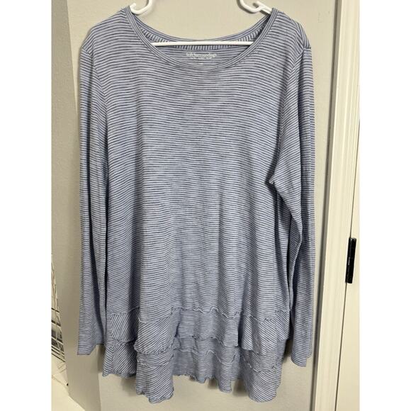 Soft Surroundings Top Womens Large Blue Perfect Layers Tunic Lagenlook Striped - Picture 1 of 5